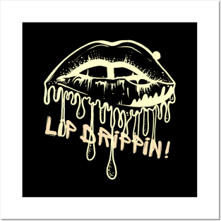 Yellow Vintage Dripping Glossy Lips Art Effect Posters and Art